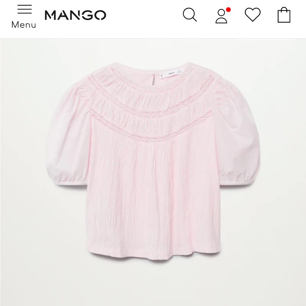 MANGO light pink baby doll blouse
